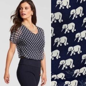 Cabi Parade Blouse Elephant Print Blouse Size S